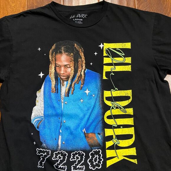 Lil Durk Official Merchandise 7220 Rapper Rap T-Shirt Black Men's Size Large - Picture 2 of 7
